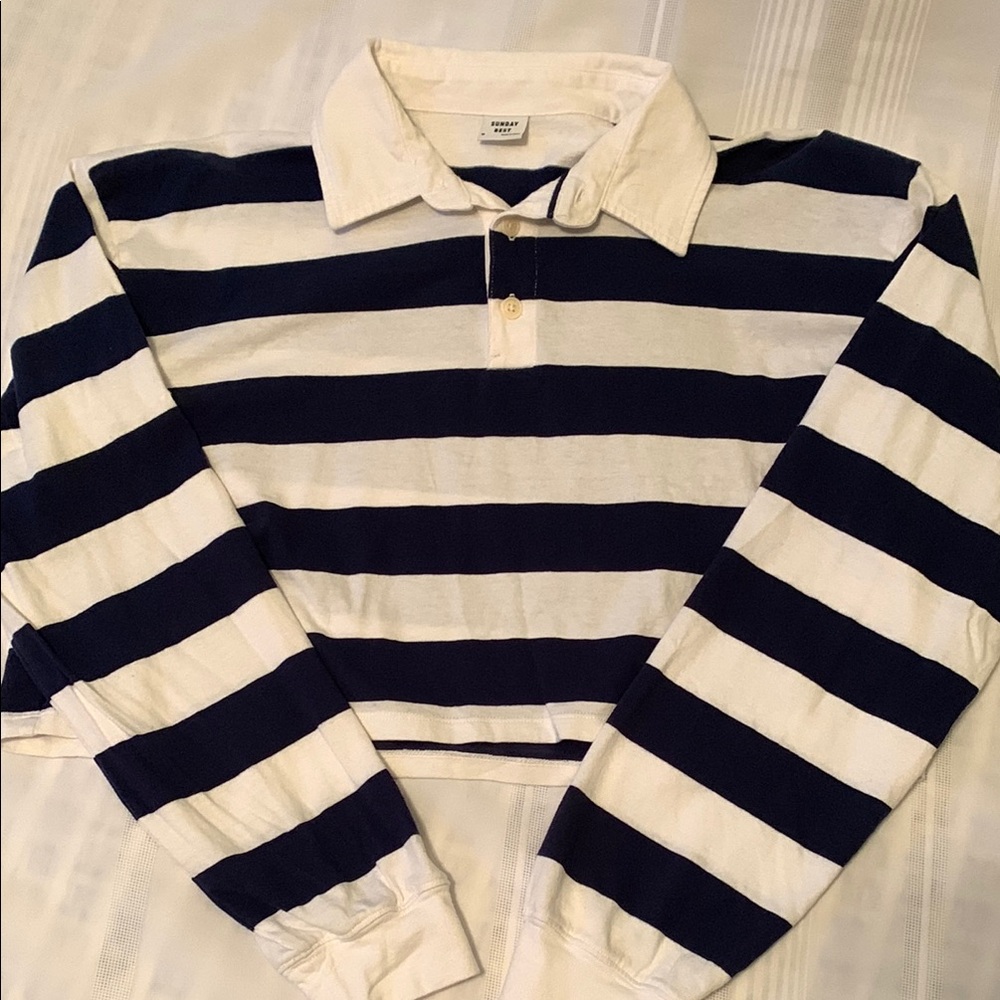 Sunday Best | Navy and White Striped Rugby Crop Top